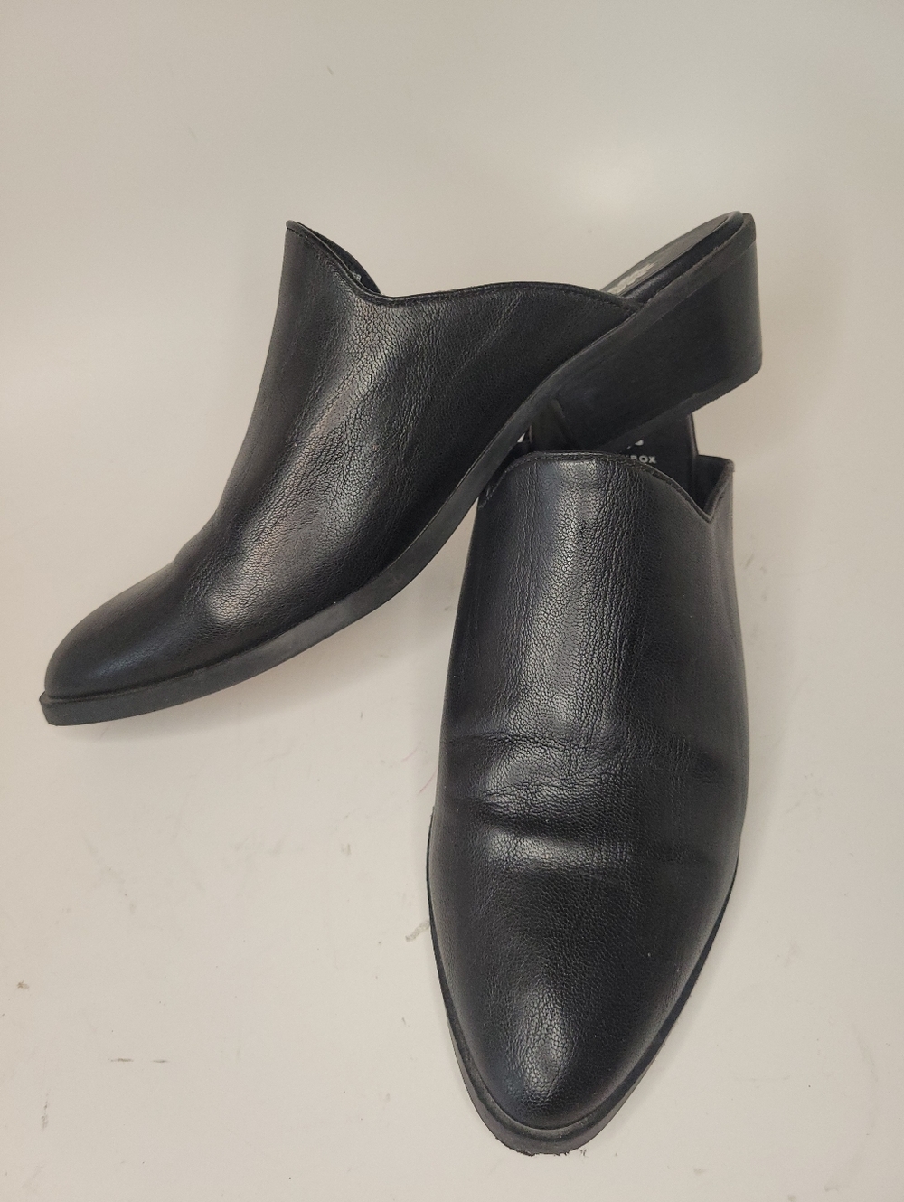 Black Soft Faux Leather Slip-On Mules